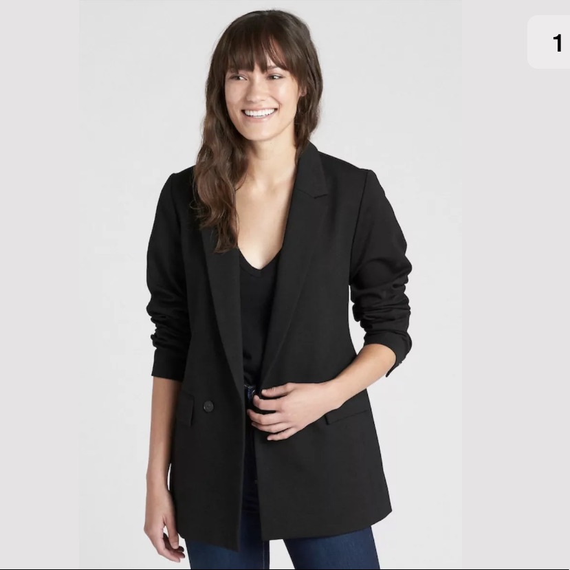 Gap Women’s Black Classic Long Sleeve 2 Button Girlfriend Blazer Jacket Coat 2
